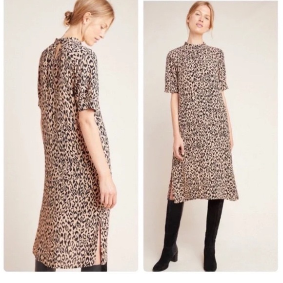 Anthropologie Mackenzie Mock Neck Tunic Puff Sleeve Midi Dress XS - Picture 1 of 13